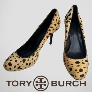 Tory Burch Cheetah Print Calf Hair Heels Pumps Women's Size 8M Classic Style